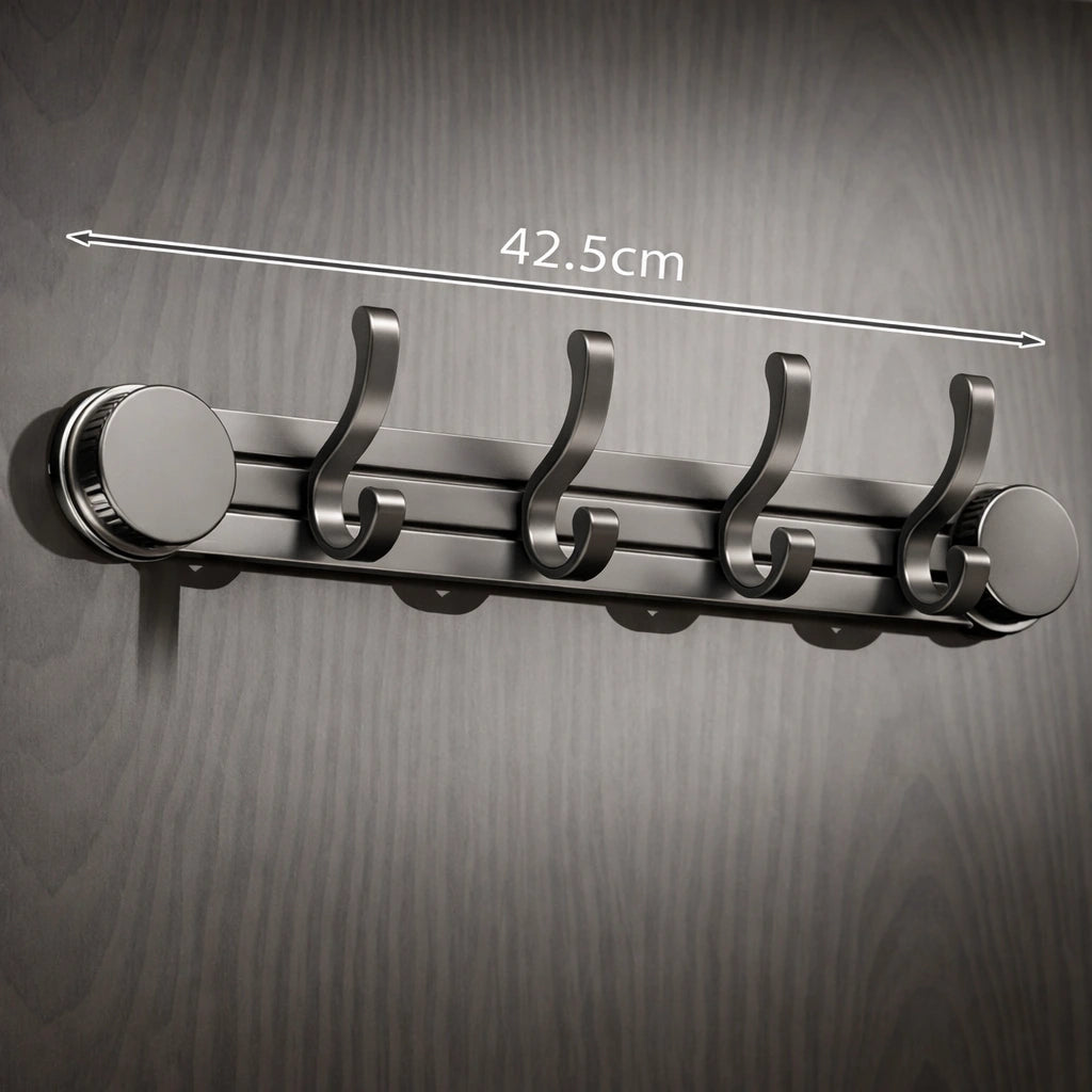 Porte-Manteau Mural Salle de Bain Ventouse Support Lateral Gris 4 Crochets