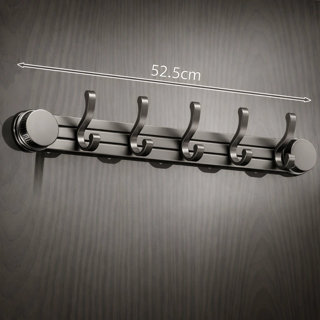 Porte-Manteau Mural Salle de Bain Ventouse Support Lateral Gris 5 Crochets