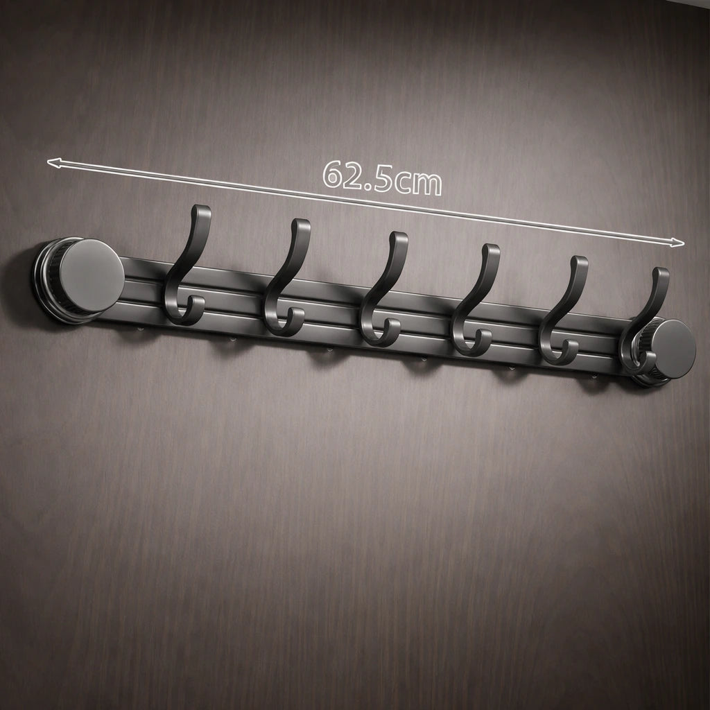 Porte-Manteau Mural Salle de Bain Ventouse Support Lateral Gris 6 Crochets