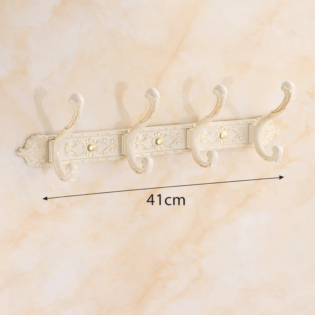 Porte-Manteau Mural Vintage Blanc Modele 2 4 Crochets