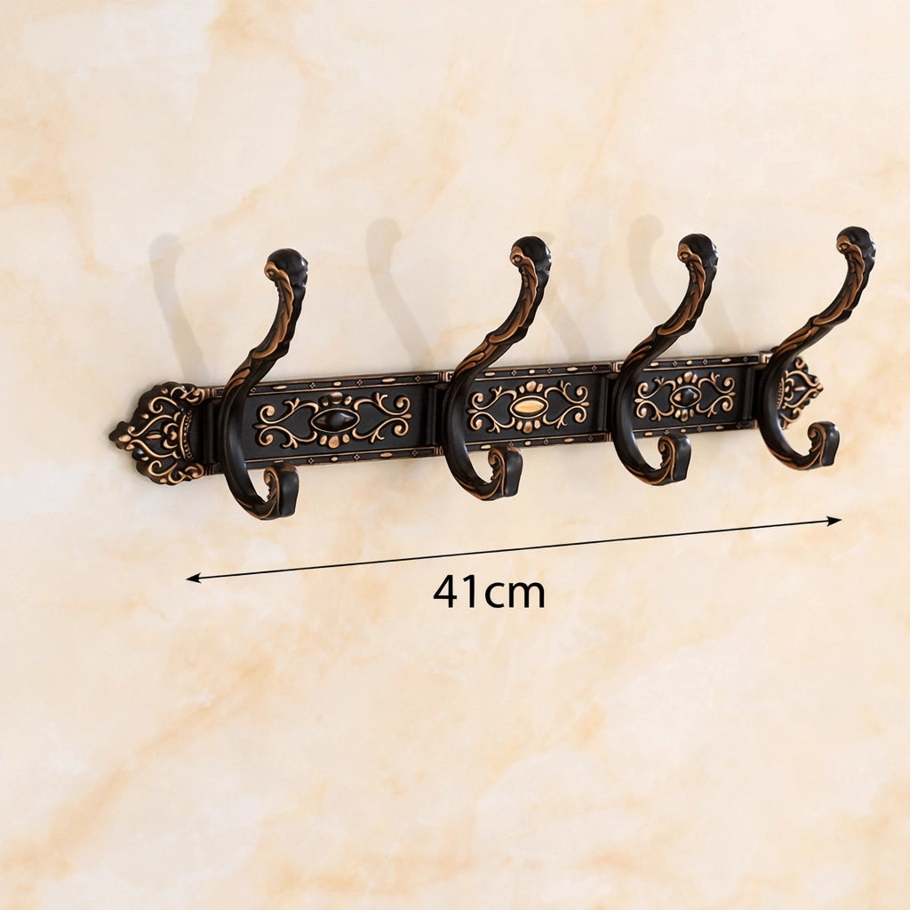 Porte-Manteau Mural Vintage Noir Modele 1 4 Crochets
