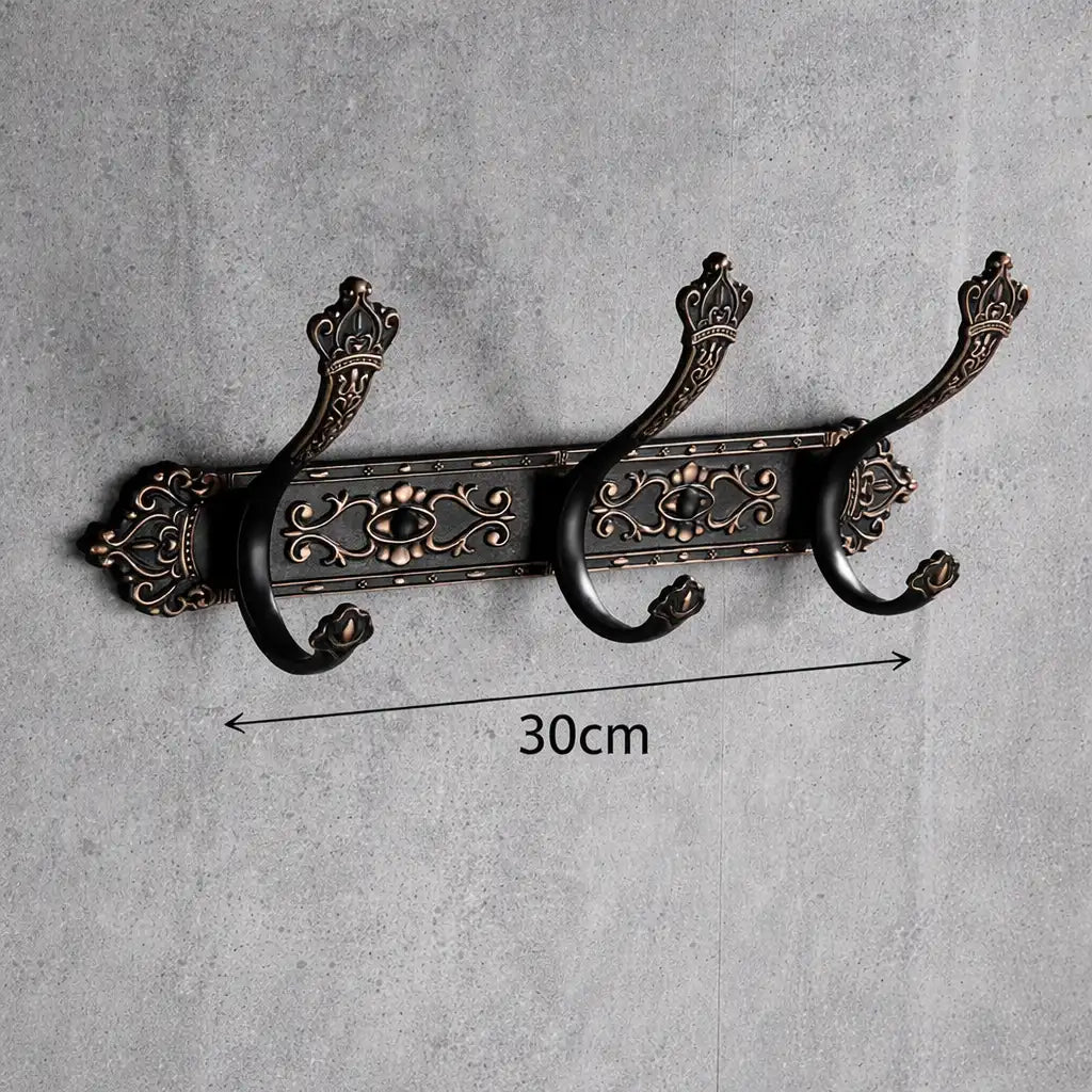Porte-Manteau Mural Vintage Noir Modele 2 3 Crochets