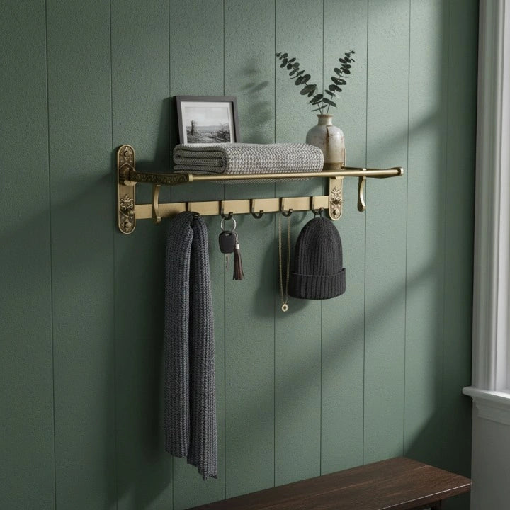 Porte-Manteau Mural avec Etagère vintage Image