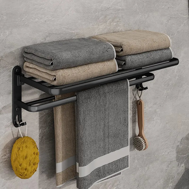Porte-Manteau Mural avec Etagere Salle de Bain Noir