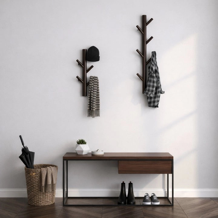 Porte-Manteau Mural en Bois Arbre Marron