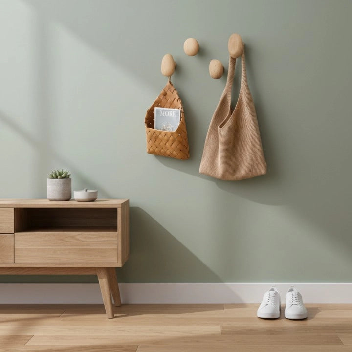 Porte-Manteau Mural en Bois Clair Galet