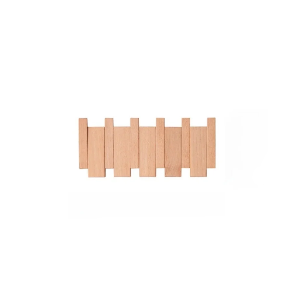 Porte-Manteau Mural en Bois Clair Piano 4 Crochets