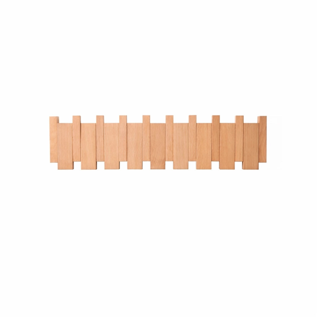 Porte-Manteau Mural en Bois Clair Piano 8 Crochets