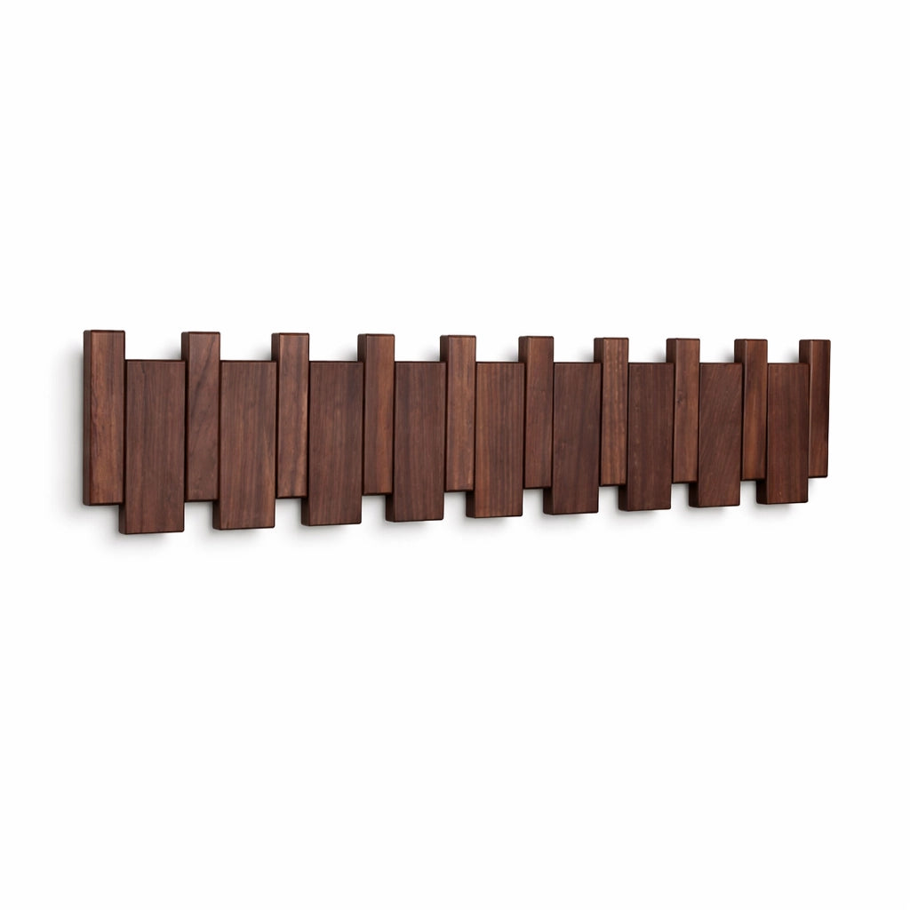 Porte-Manteau Mural en Bois Piano 8 Crochets