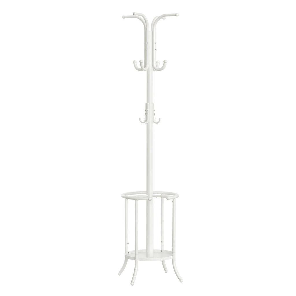 Porte-Manteau Perroquet Blanc avec Porte-Parapluie sur fond blanc