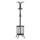 Porte-Manteau Perroquet Noir avec Porte-Parapluie sur fond blanc