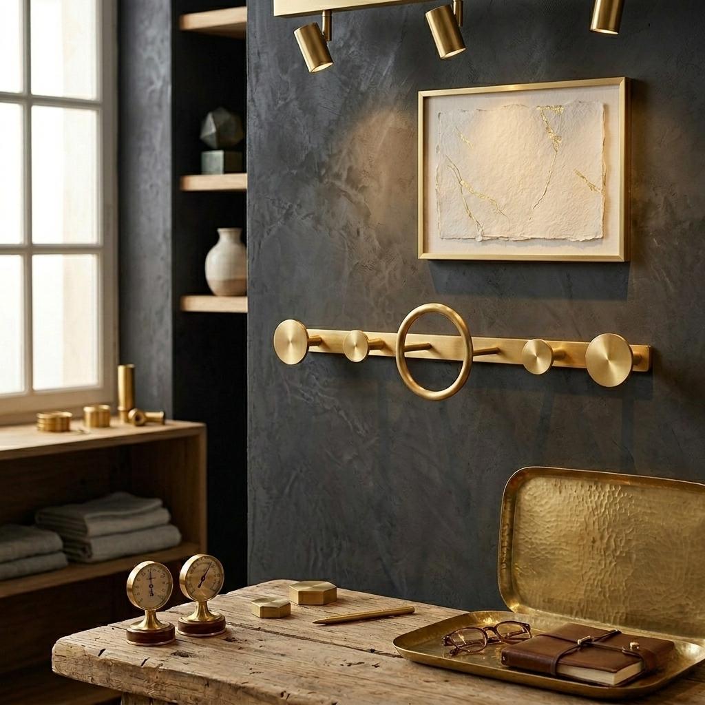 Porte-Manteau mural en laiton dans un atelier Image