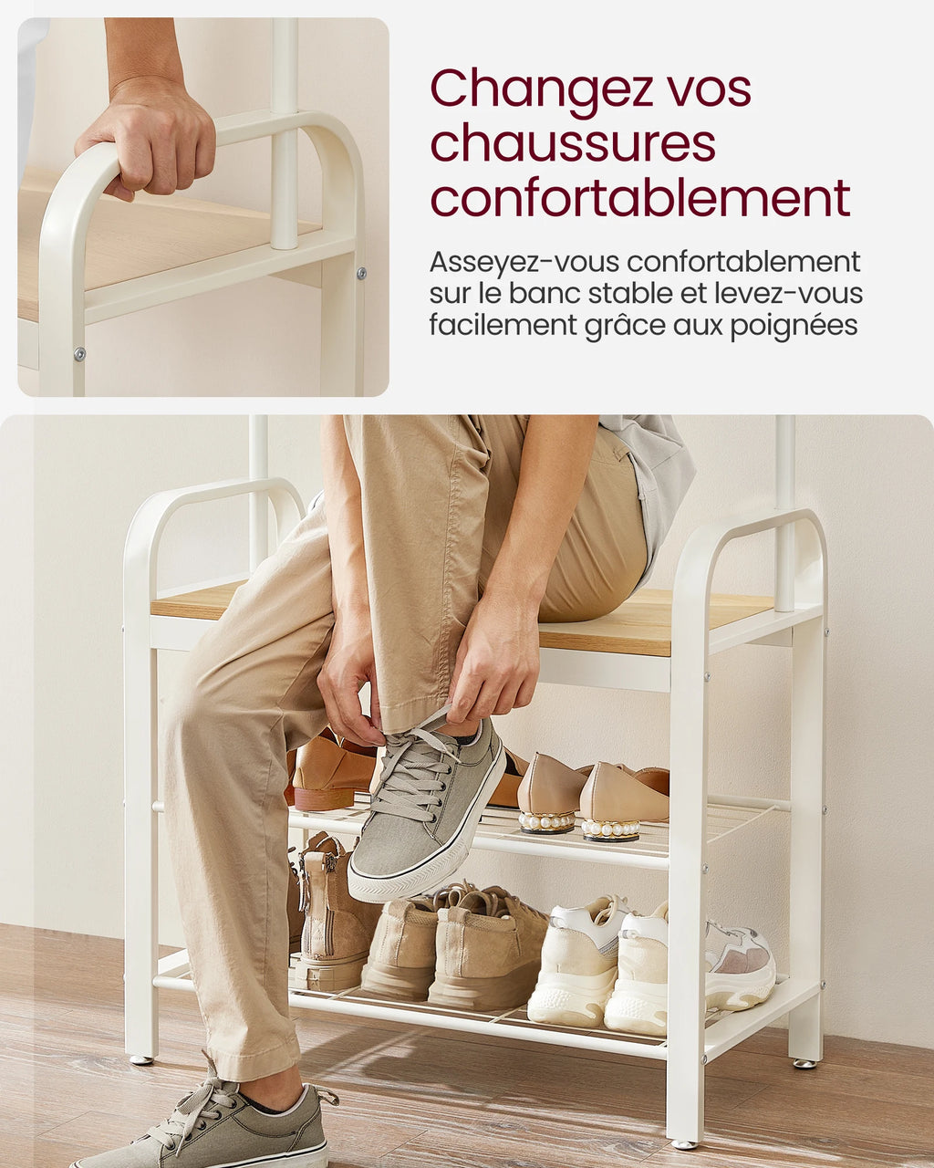 Porte-Manteau Meuble Chaussure avec Banc