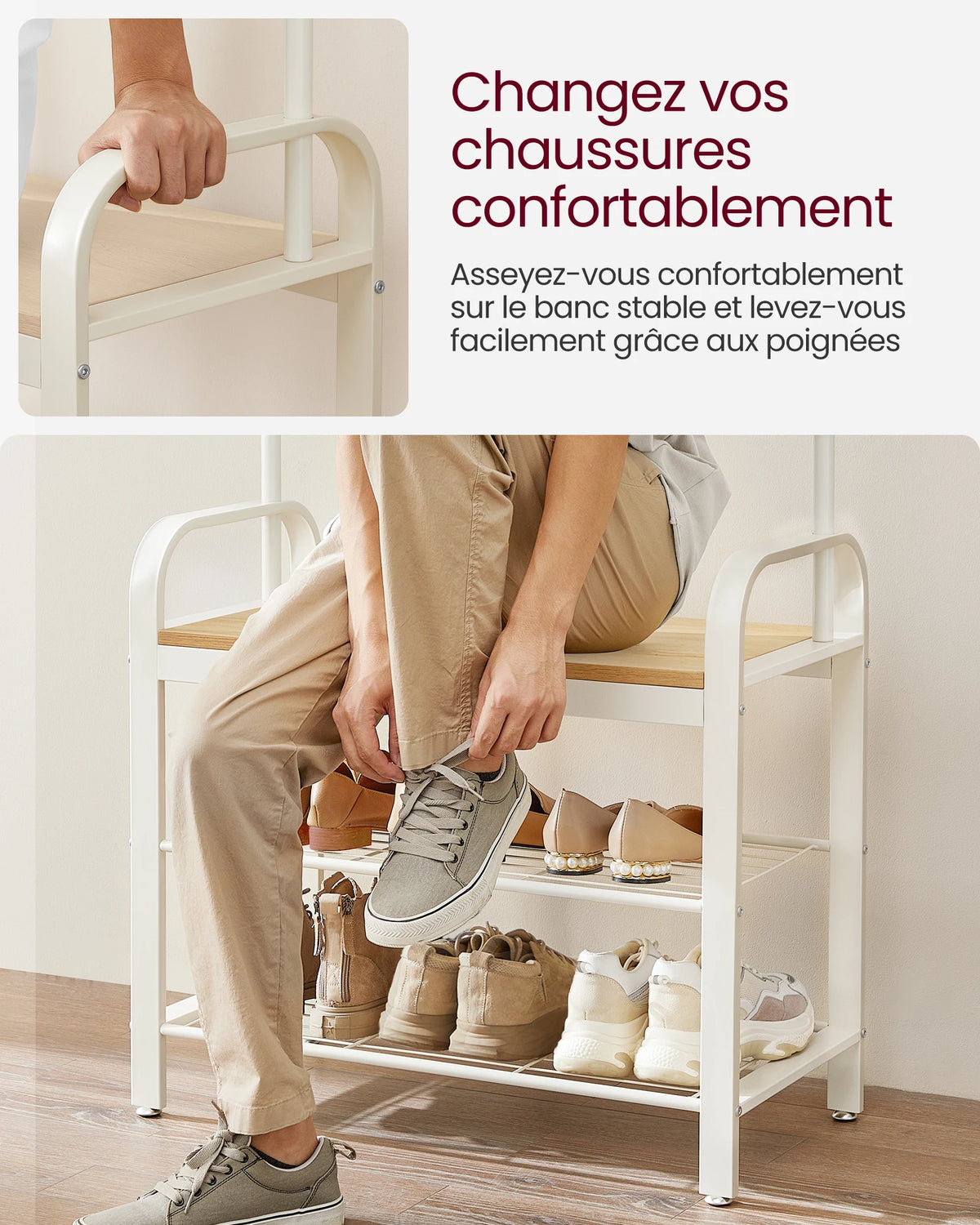 Porte-Manteau Meuble Chaussure avec Banc