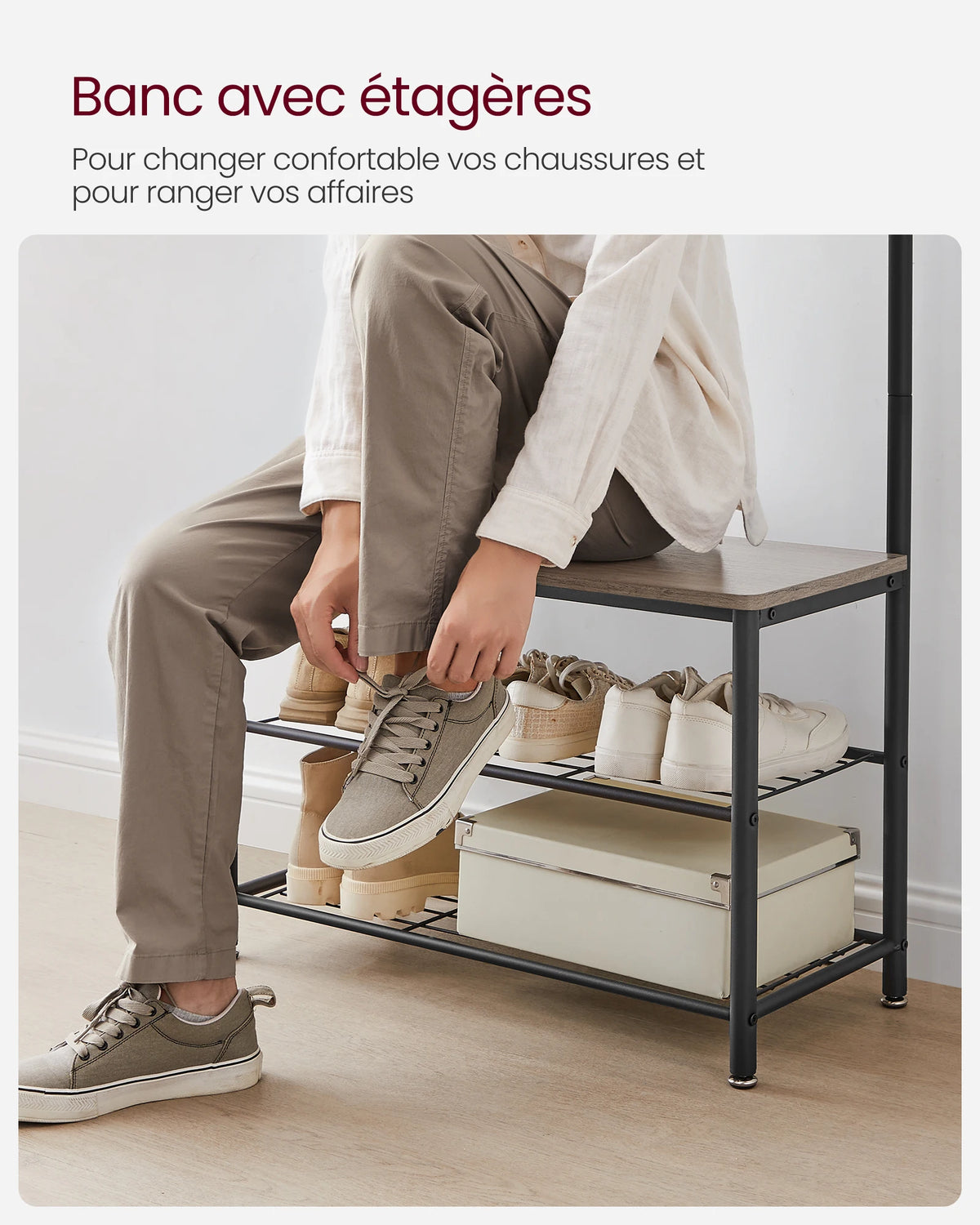 Porte-Manteau Meuble Chaussure avec Grille