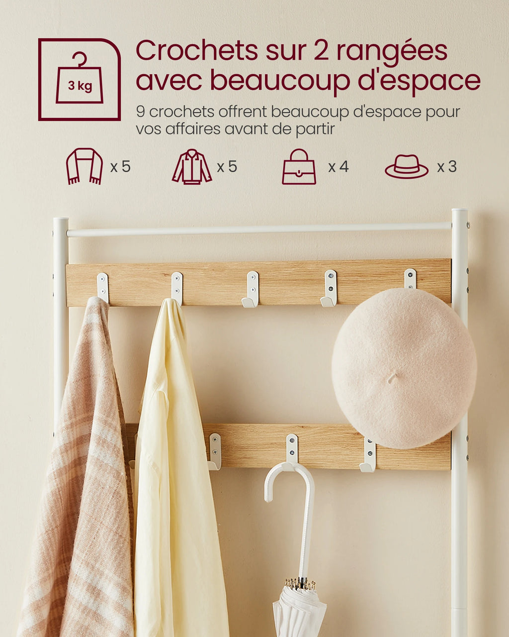 Porte-Manteau Meuble Chaussure 3 en 1