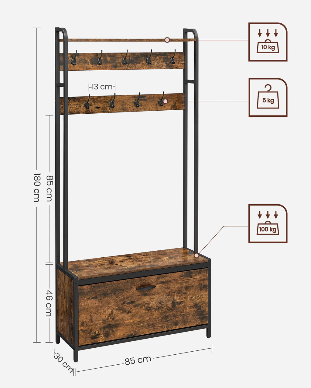 Porte-Manteau Meuble Chaussure avec Coffre