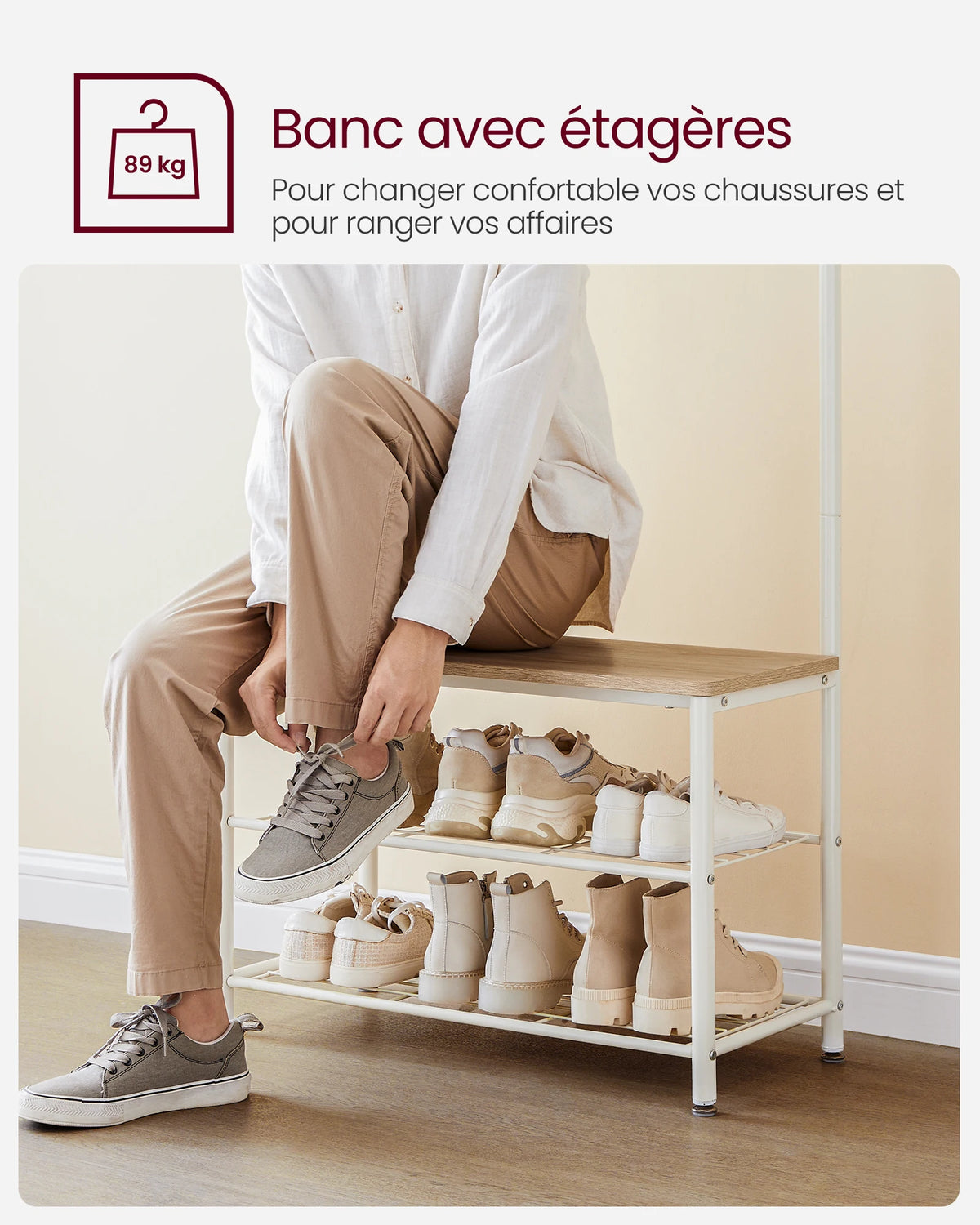 Porte-Manteau Meuble Chaussure 3 en 1